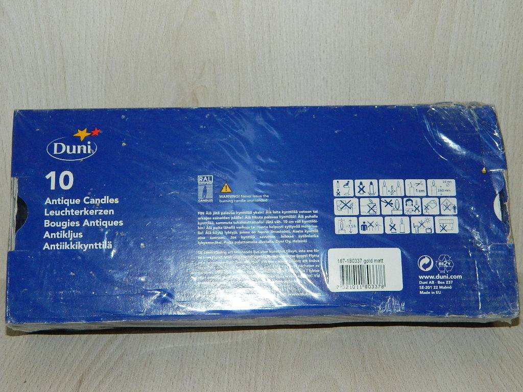 10 bougies antiques DUNI couleur or