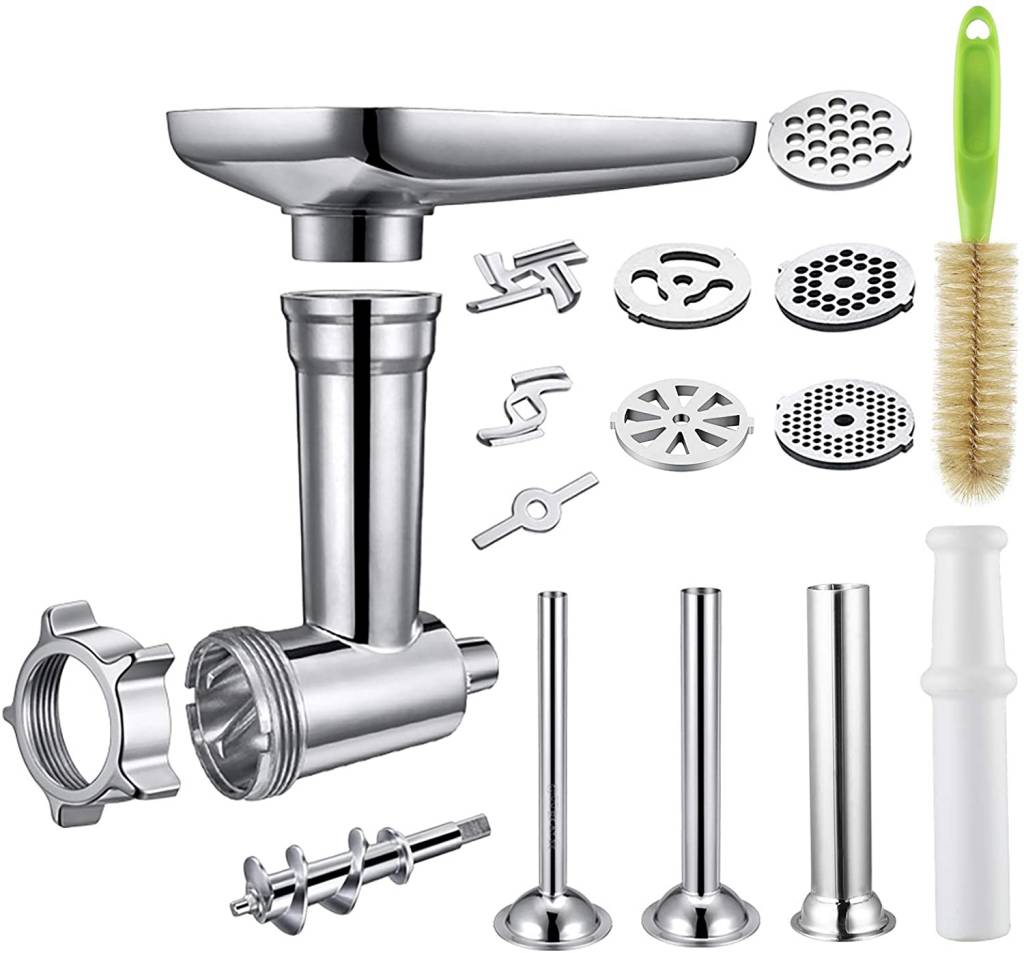 Hachoir à viande en métal avec poussoir et 3 tubes à farcir pour saucisses, extension durable compatible avec tous les modèles KitchenAid