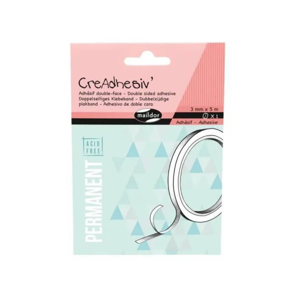 Maildor : CreAdhesiv Ruban Adhesif 3mm Double Face Permanent