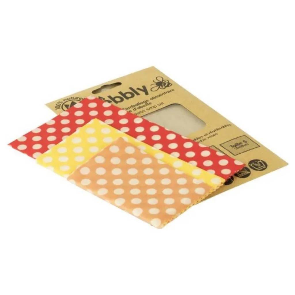 Pebbly - Set 3 Feuilles d'Emballage Alimentaire Cire d'Abeille