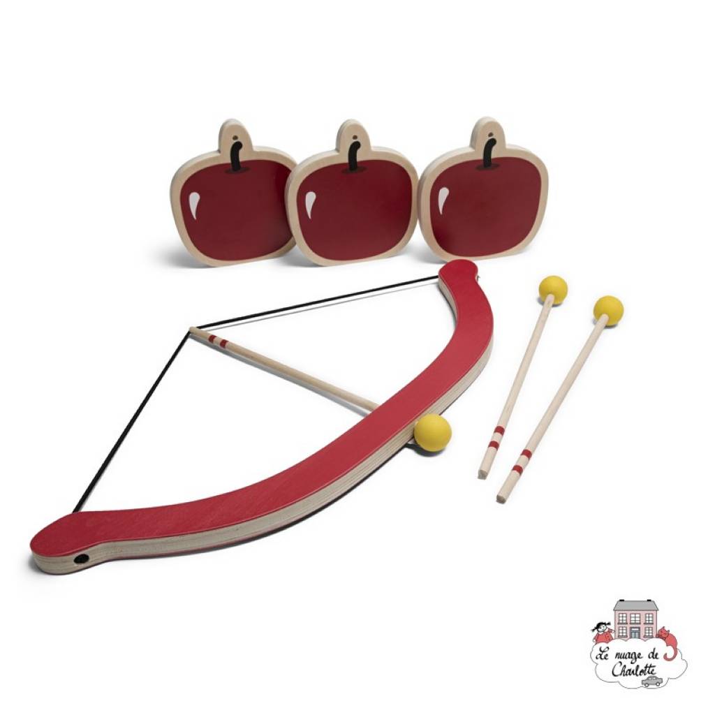 BS Toys ensemble arc et flèches en bois brun/rouge 7-pièces