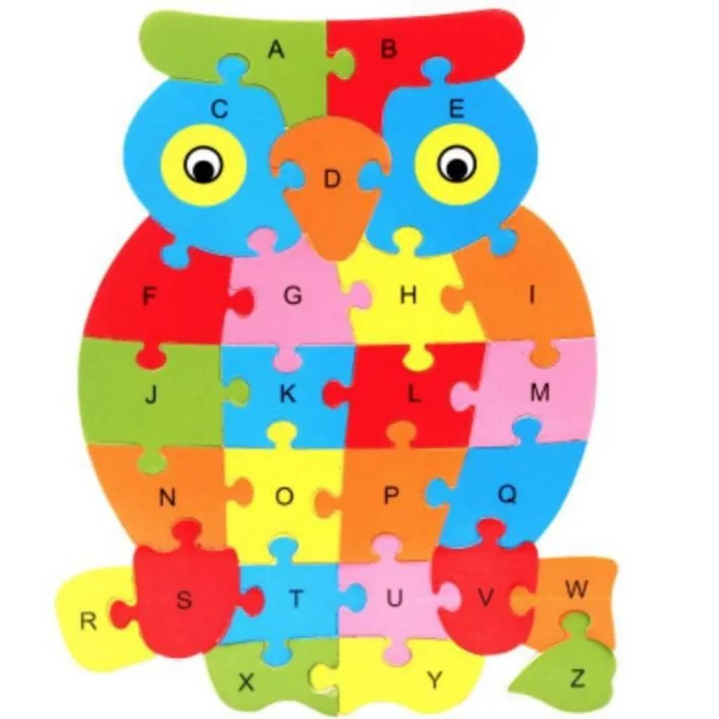 Alphabet Puzzle en bois Enfant Jeu Educatif Avec Lettres 26 Pièces- Hibou